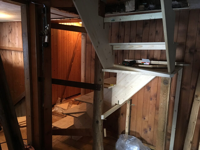 Early days: Building a staircase into the attic to build a meditation hall