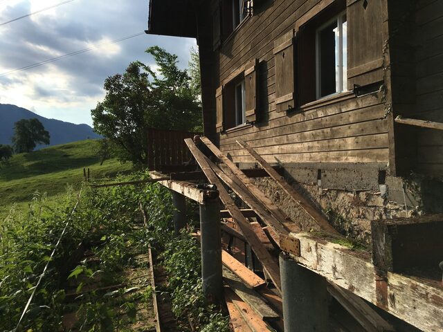 Early days: Remodeling the old farm house into a temple